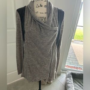 Sweet Rain Gray Draped Shawl Collar Sweater